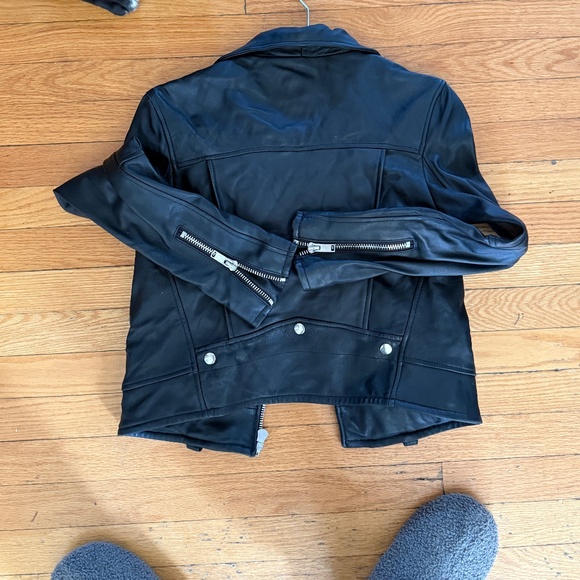 Black Kifcer Leather Biker Jacket, Silver Hardware, Size M - Picture 5 of 5